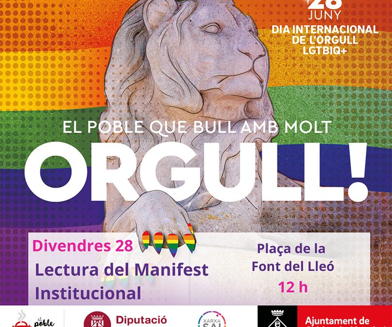 Lectura del Manifest Institucional en commemoració del Dia de l’Orgull LGBTI+